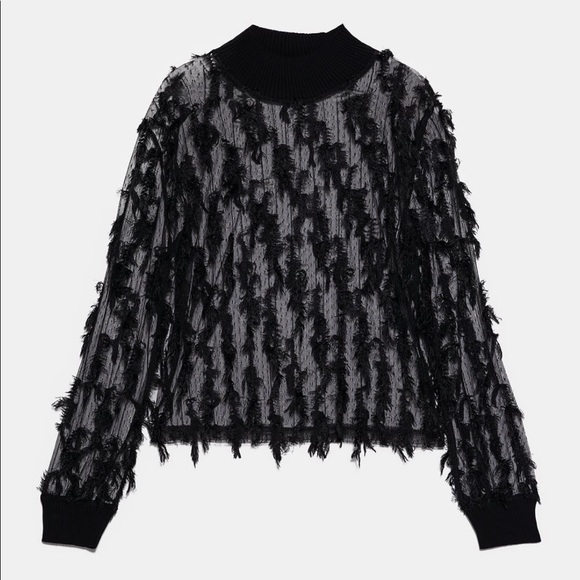 Zara feathers effect sheer top - Picture 14 of 16